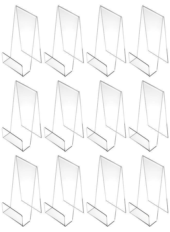 SHENLIU 12 Pack Clear Book Stand, 6x4 Inch Acrylic Easel Stand Book Display Holder, Display Stands for Album, CD, Music Sheets, Plate, Artworks, Phone, Tablet, Magazine, Postcard - Image 1